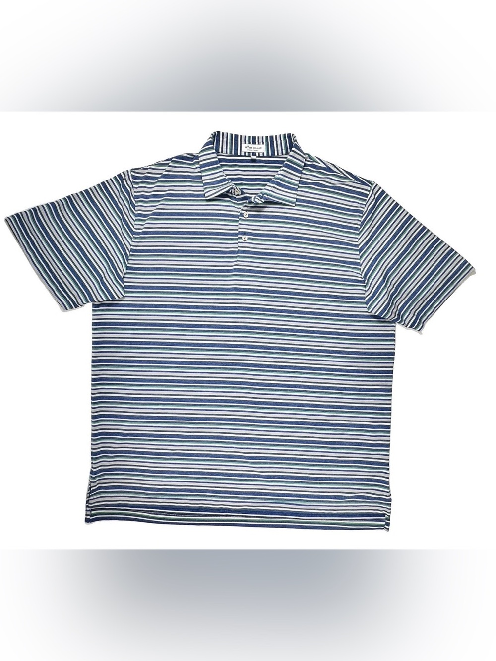 Peter Millar Summer Comfort Polo Mens XXL Blue Green Stripe Stretch Golf Shirt